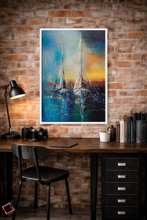 تابلو دکوراتیو قایق های بادبانی در غروب اثر کوپتسووا آرت - D2W