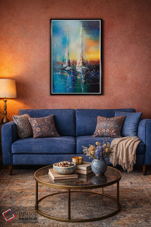 تابلو دکوراتیو قایق های بادبانی در غروب اثر کوپتسووا آرت - D4B