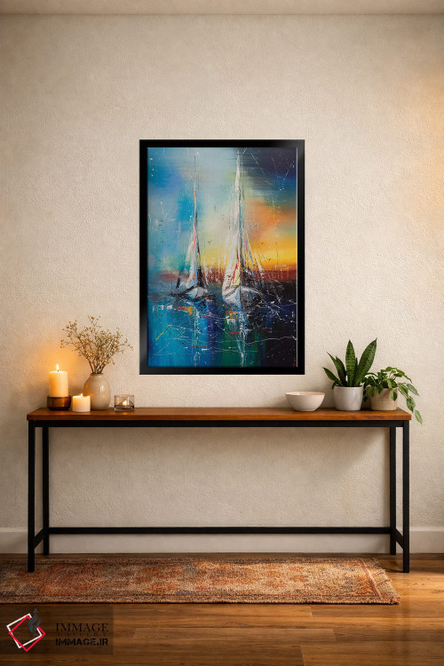 تابلو دکوراتیو قایق های بادبانی در غروب اثر کوپتسووا آرت - D5B
