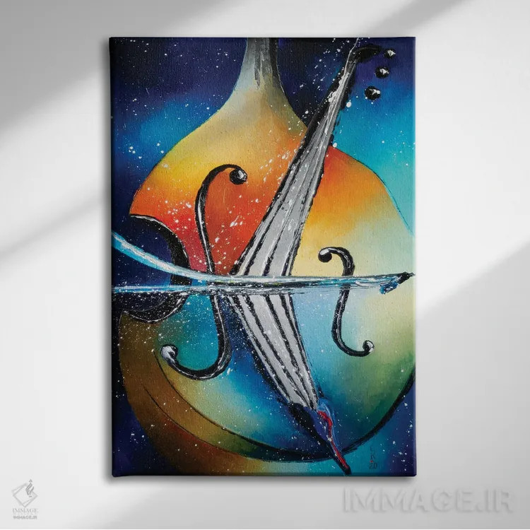 تابلو دکوراتیو کنترباس اثر کوپتسووا آرت - نمای روبهرو روی دیوار