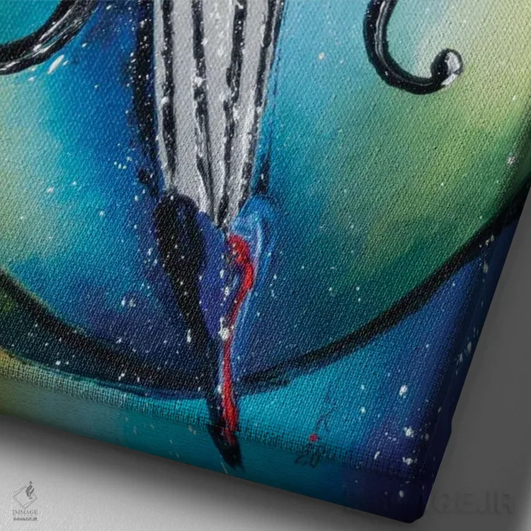 تابلو دکوراتیو کنترباس اثر کوپتسووا آرت - نمای نزدیک بافت بوم