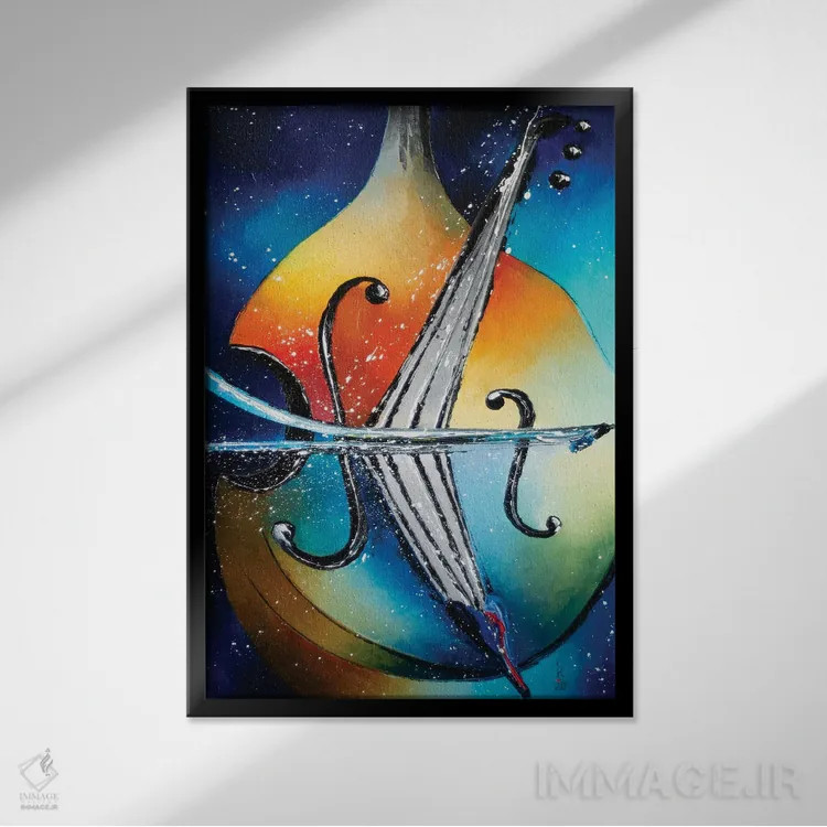 تابلو دکوراتیو کنترباس اثر کوپتسووا آرت - نمای قابدار مشکی