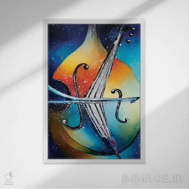 تابلو دکوراتیو کنترباس اثر کوپتسووا آرت - نمای قابدار سفید