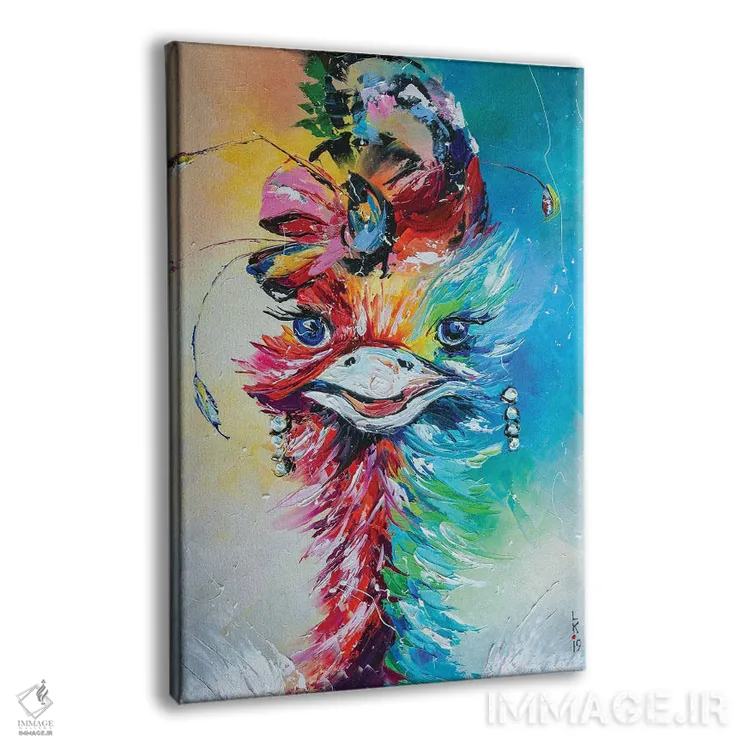 تابلو دکوراتیو شترمرغ شیک پوش اثر کوپتسووا آرت - نمای پرسپکتیو محصول