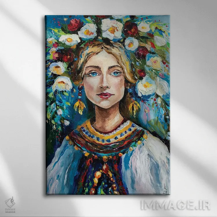 تابلو دکوراتیو زیبایی اوکراینی اثر کوپتسووا آرت - نمای روبهرو روی دیوار