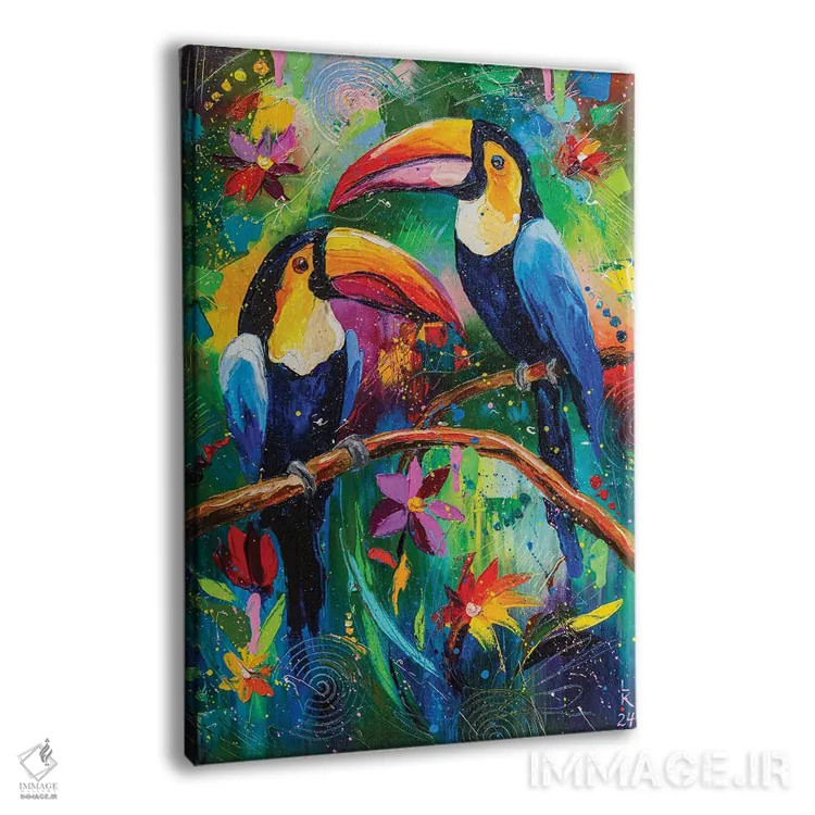 تابلو دکوراتیو توکان های شاد اثر کوپتسووا آرت - نمای پرسپکتیو محصول