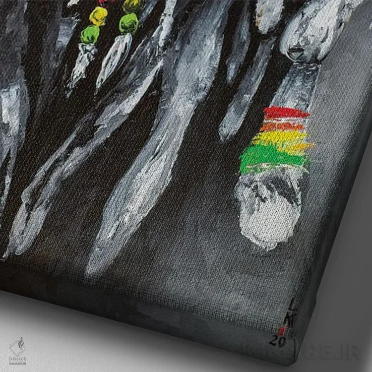 تابلو دکوراتیو حالم خوب است اثر کوپتسووا آرت - نمای نزدیک بافت بوم