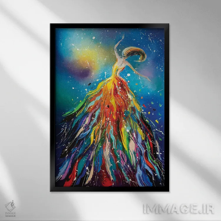 تابلو دکوراتیو رقص در فضا اثر کوپتسووا آرت - نمای قابدار مشکی