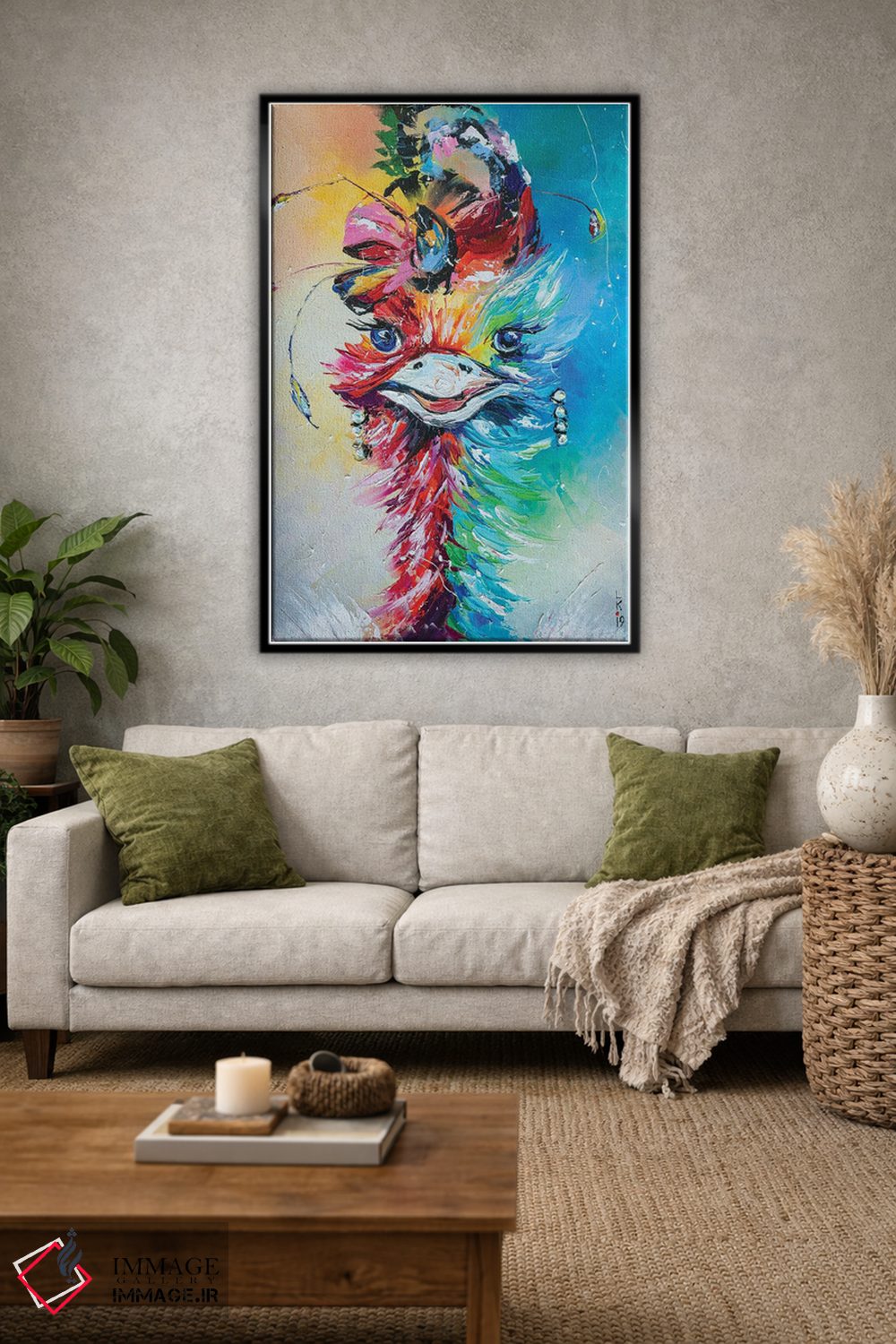 تابلو دکوراتیو شترمرغ شیک پوش اثر کوپتسووا آرت - D1B