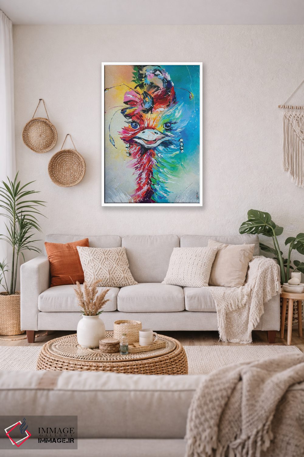 تابلو دکوراتیو شترمرغ شیک پوش اثر کوپتسووا آرت - D2W