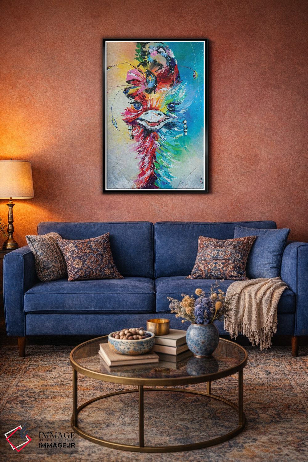 تابلو دکوراتیو شترمرغ شیک پوش اثر کوپتسووا آرت - D4B