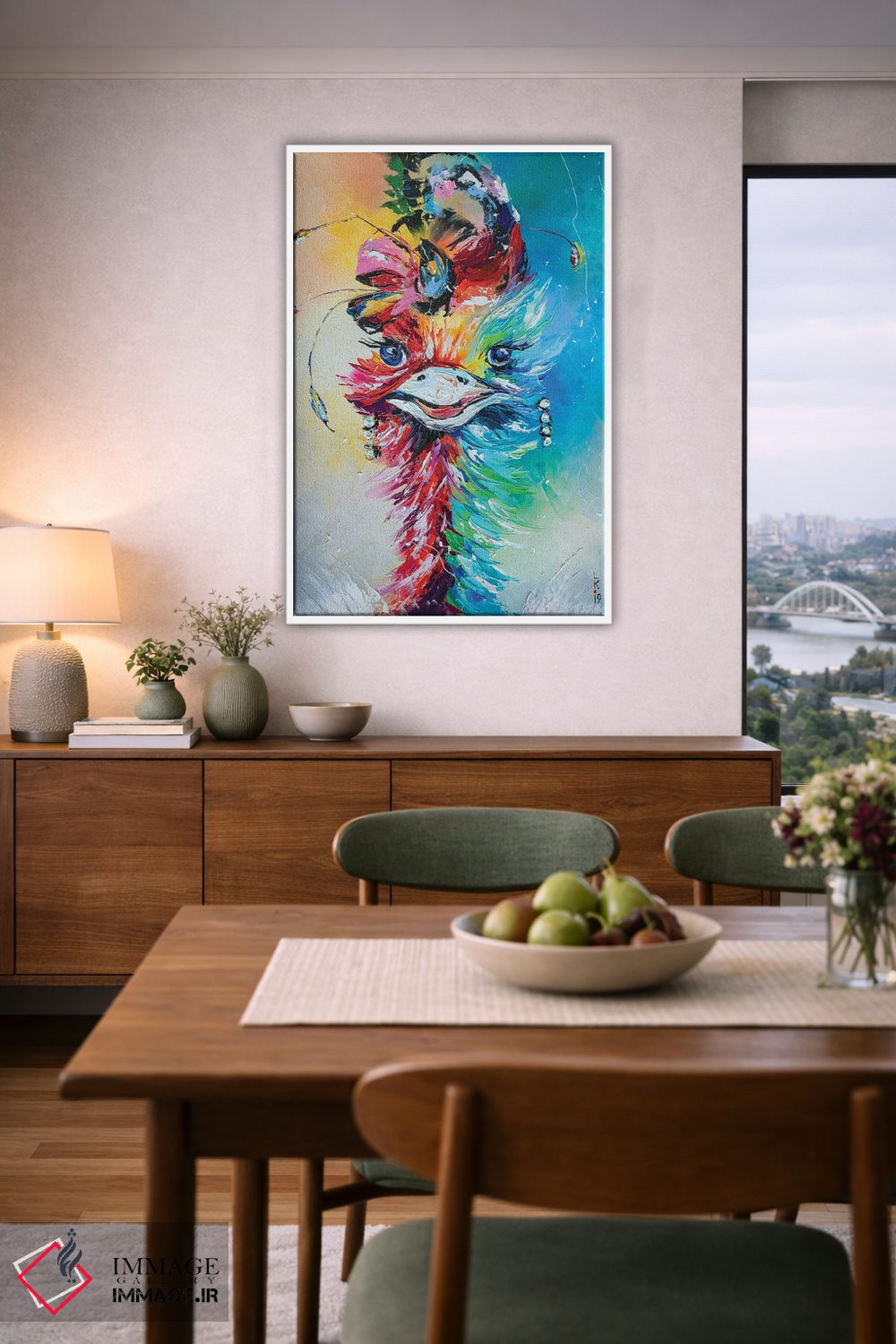 تابلو دکوراتیو شترمرغ شیک پوش اثر کوپتسووا آرت - D6W