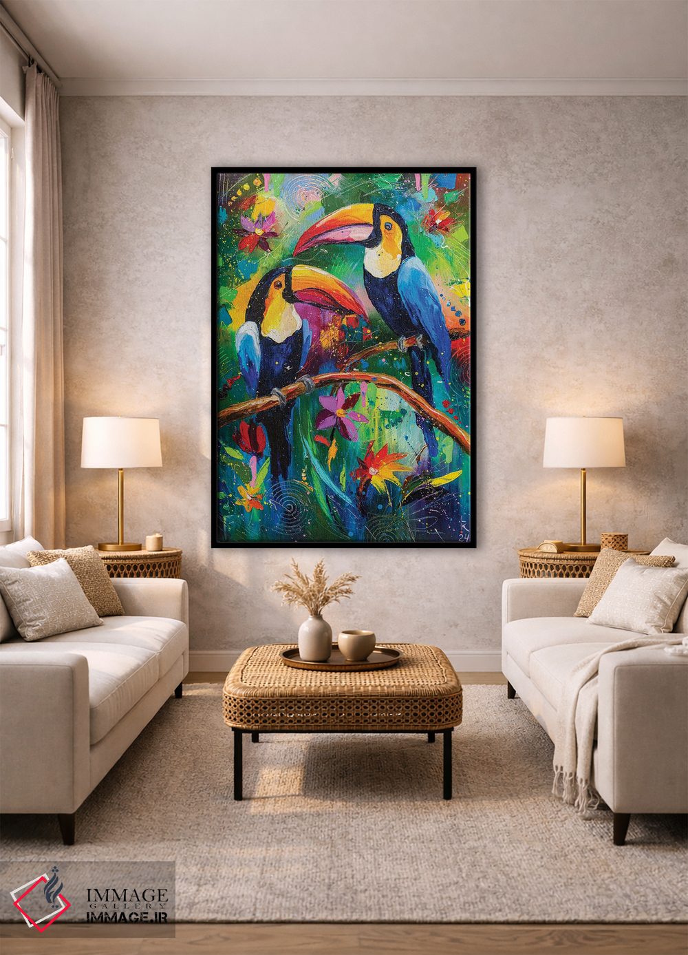 تابلو دکوراتیو توکان های شاد اثر کوپتسووا آرت - D2B