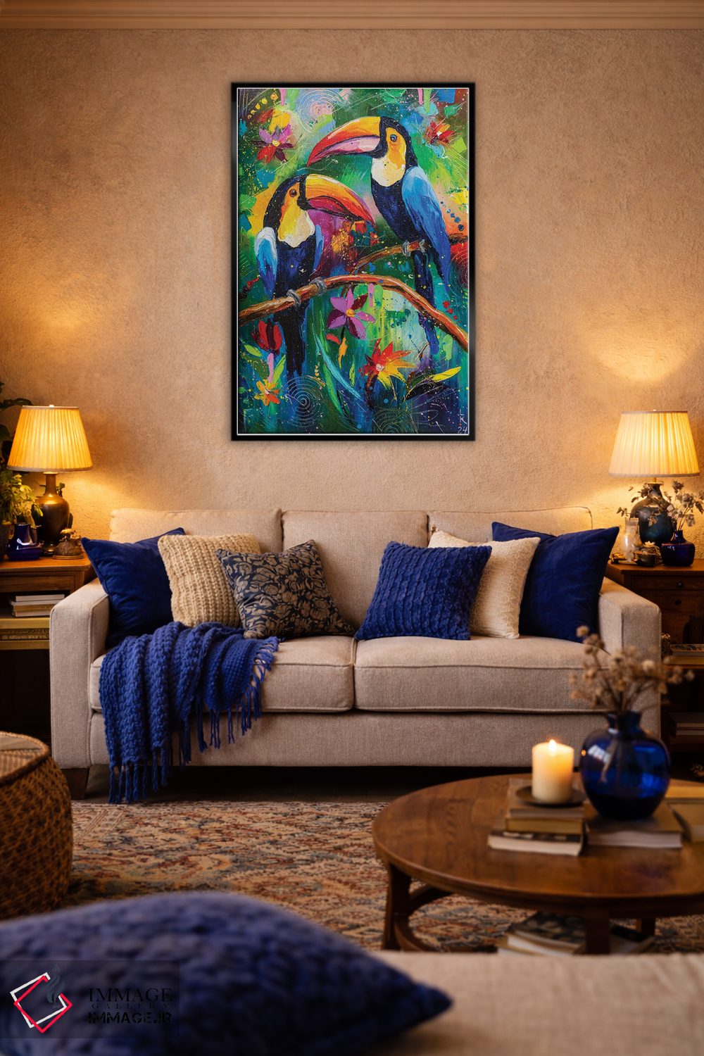 تابلو دکوراتیو توکان های شاد اثر کوپتسووا آرت - D4B