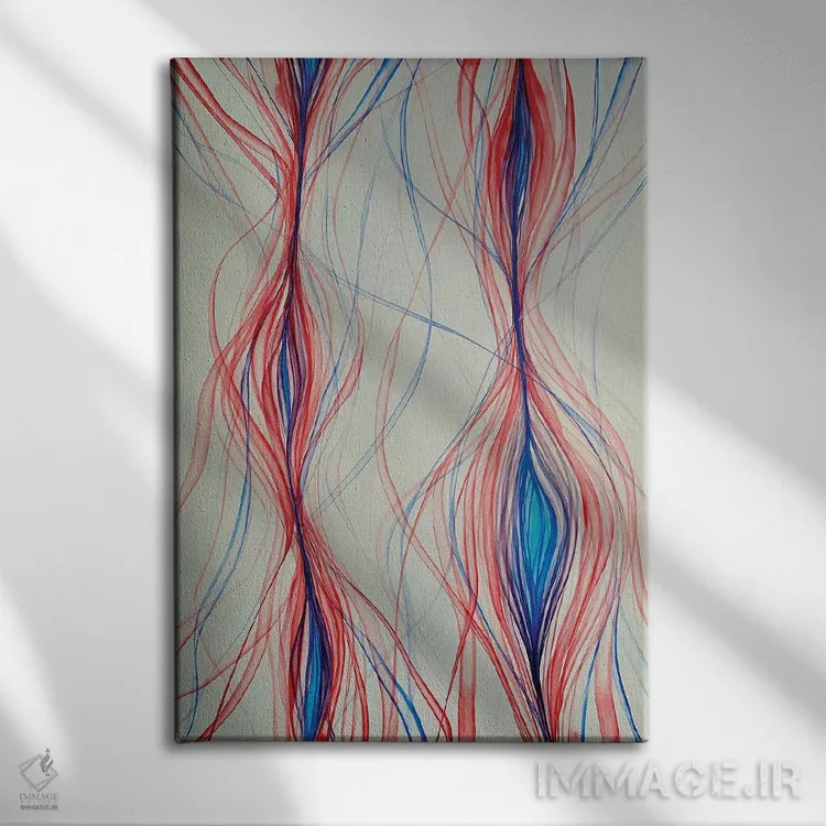 تابلو انتزاعی جریان اثر شوشانیک کاراپتیان - نمای روبهرو روی دیوار