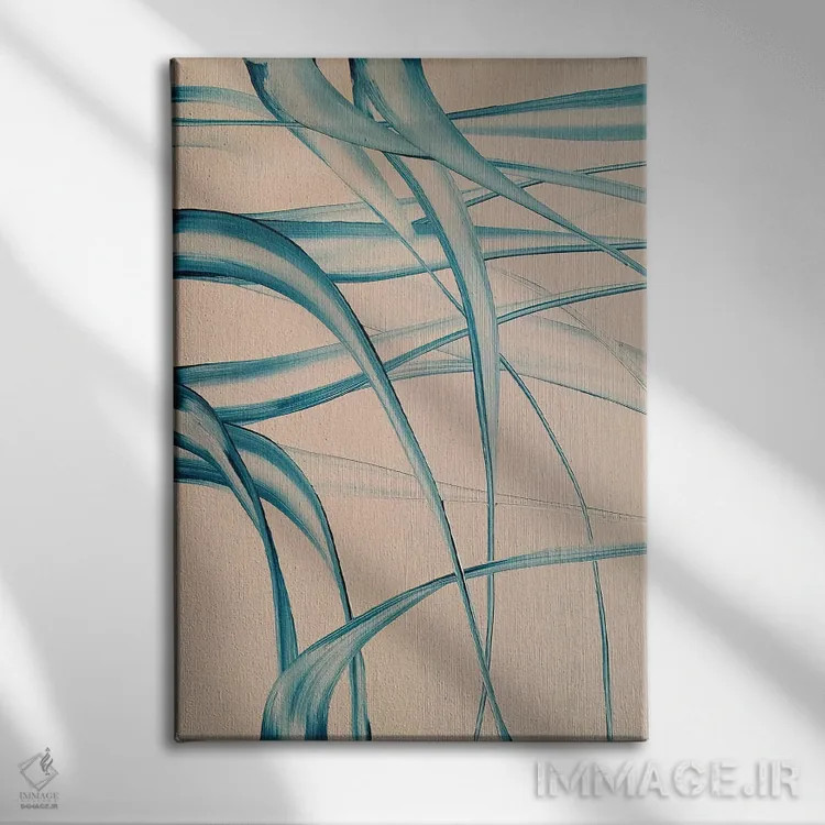 تابلو انتزاعی مدیتیشن در فیروزه ای اثر شوشانیک کاراپتیان - نمای روبهرو روی دیوار