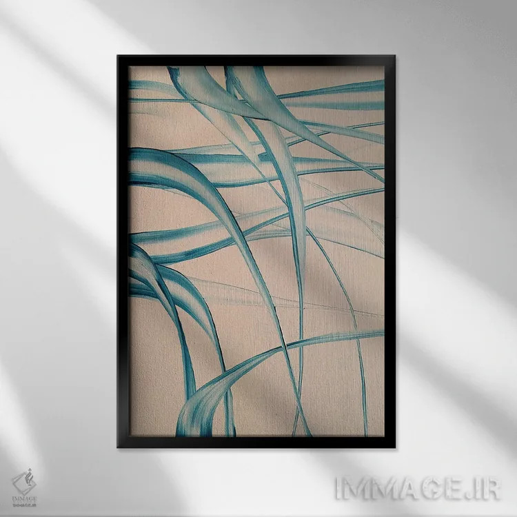 تابلو انتزاعی مدیتیشن در فیروزه ای اثر شوشانیک کاراپتیان - نمای قابدار مشکی