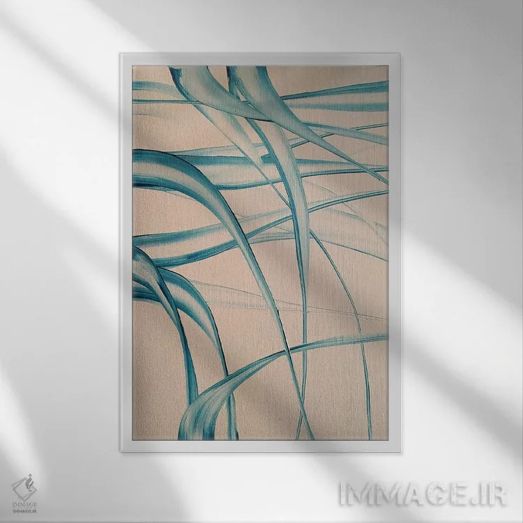 تابلو انتزاعی مدیتیشن در فیروزه ای اثر شوشانیک کاراپتیان - نمای قابدار سفید