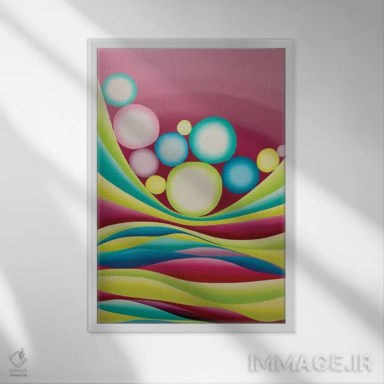 تابلو انتزاعی چندکیستی اثر شوشانیک کاراپتیان - نمای قابدار سفید