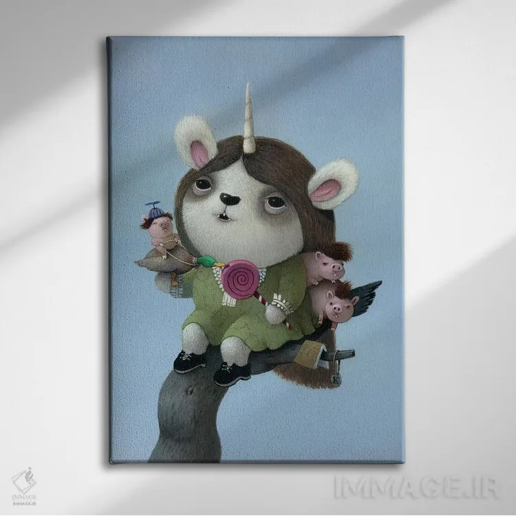 تابلو دکوراتیو اردک لیس اثر کریستین آدام - نمای روبهرو روی دیوار