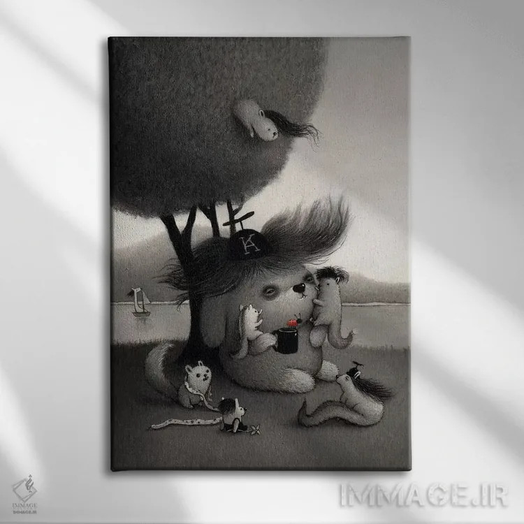 تابلو دکوراتیو کیچیرو اثر کریستین آدام - نمای روبهرو روی دیوار