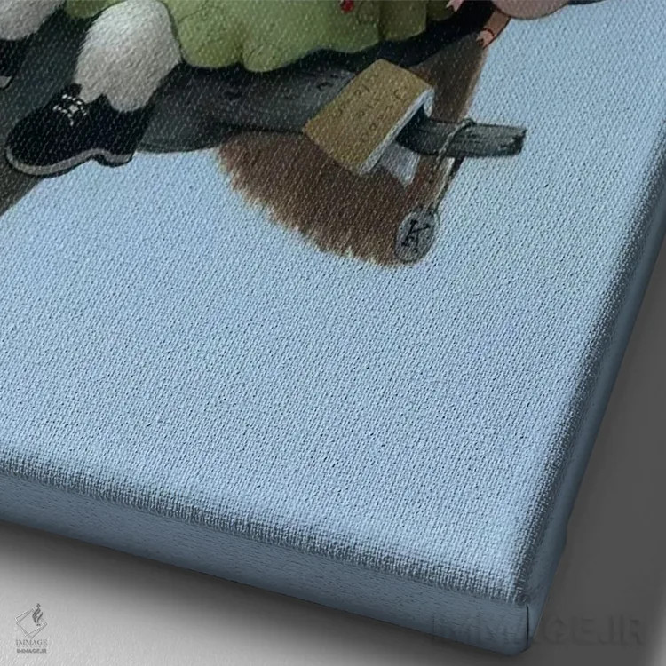 تابلو دکوراتیو اردک لیس اثر کریستین آدام - نمای نزدیک بافت بوم