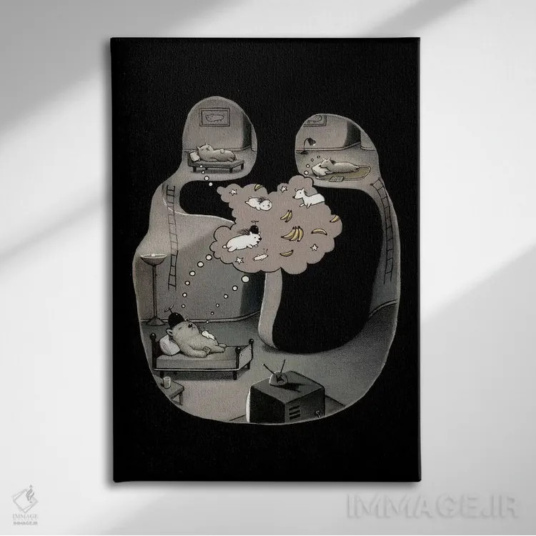 تابلو دکوراتیو رویای کارتونی اثر کریستین آدام - نمای روبهرو روی دیوار