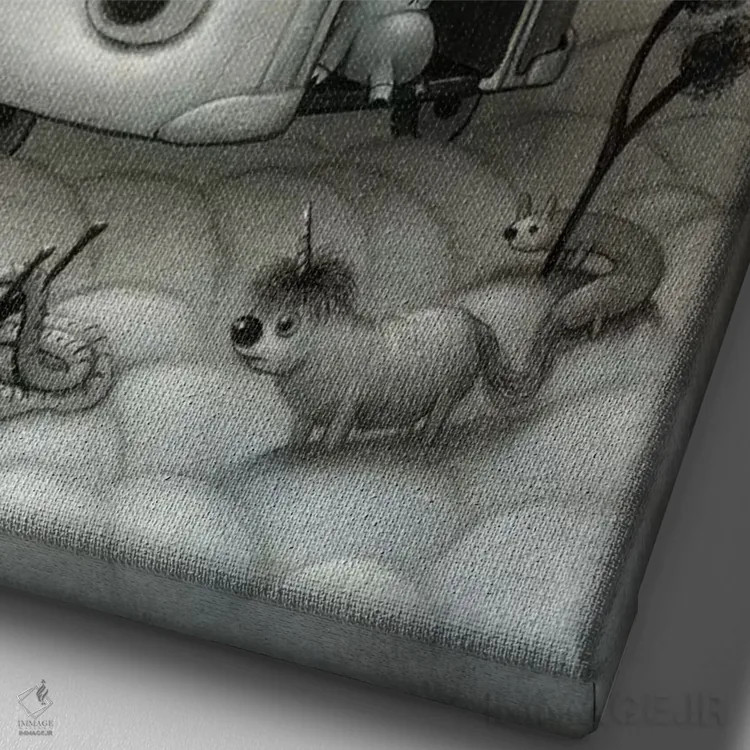 تابلو دکوراتیو خزنده ابرها اثر کریستین آدام - نمای نزدیک بافت بوم