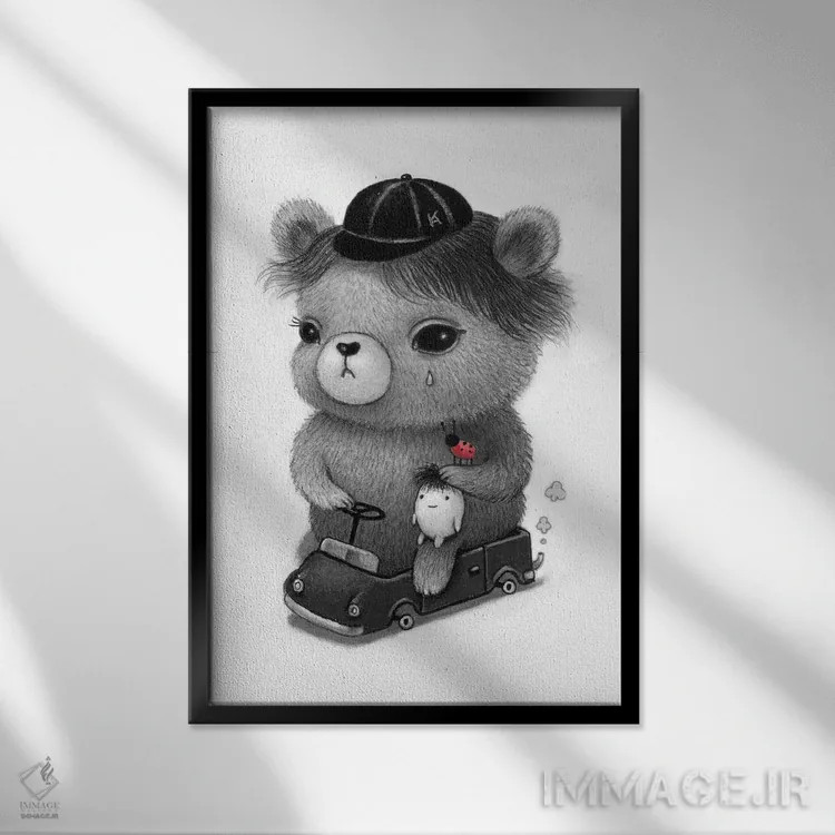 تابلو دکوراتیو آکمی اثر کریستین آدام - نمای قابدار مشکی