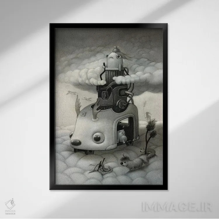 تابلو دکوراتیو خزنده ابرها اثر کریستین آدام - نمای قابدار مشکی