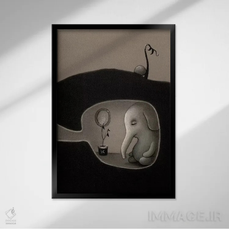 تابلو دکوراتیو یک چرت کوتاه اثر کریستین آدام - نمای قابدار مشکی