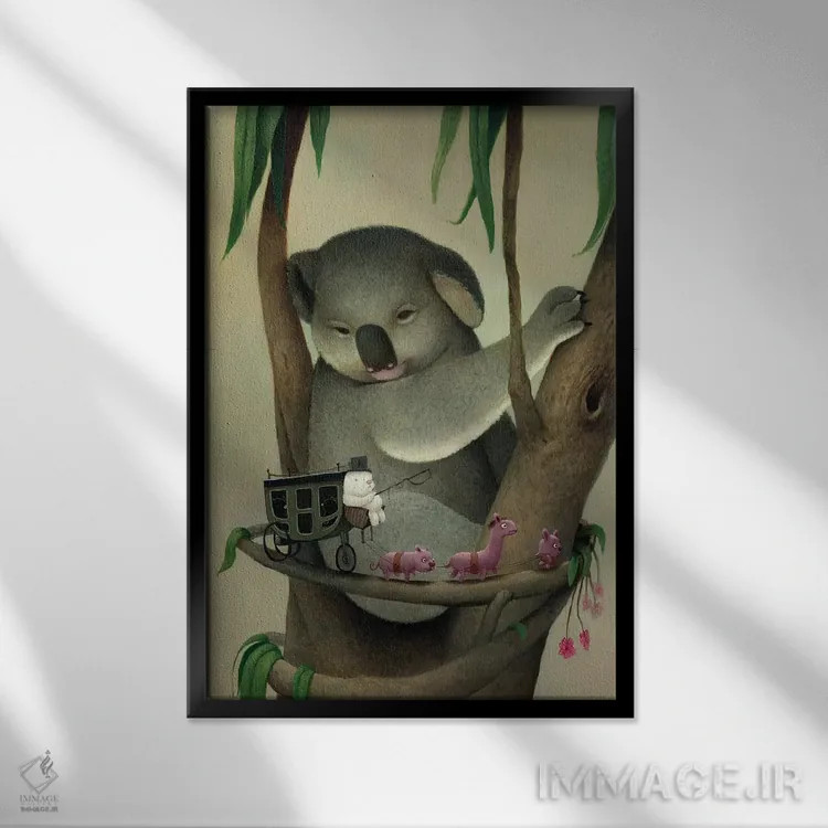 تابلو دکوراتیو کوالا اثر کریستین آدام - نمای قابدار مشکی