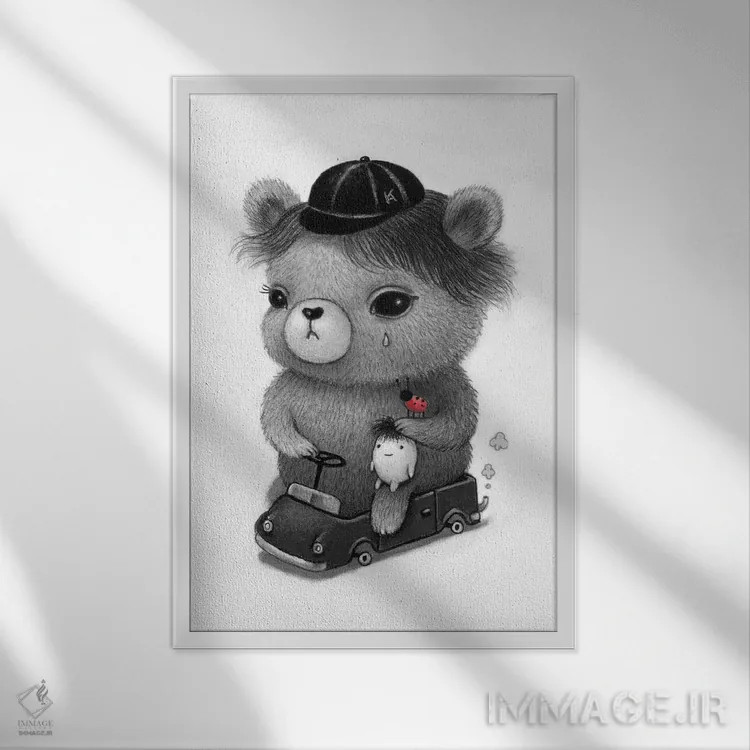 تابلو دکوراتیو آکمی اثر کریستین آدام - نمای قابدار سفید