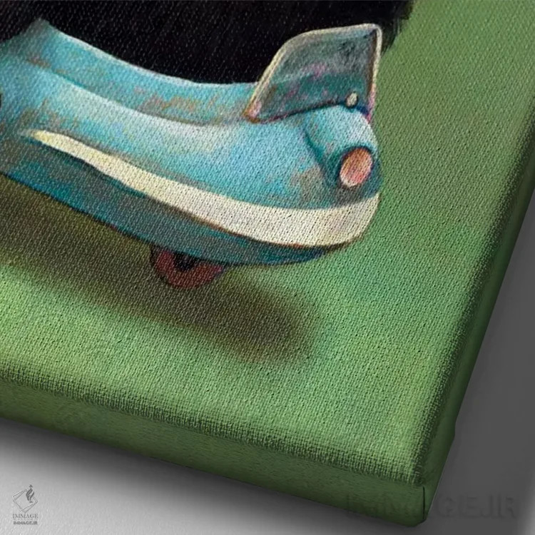 تابلو دکوراتیو شیرین بیان اثر کریستین آدام - نمای نزدیک بافت بوم