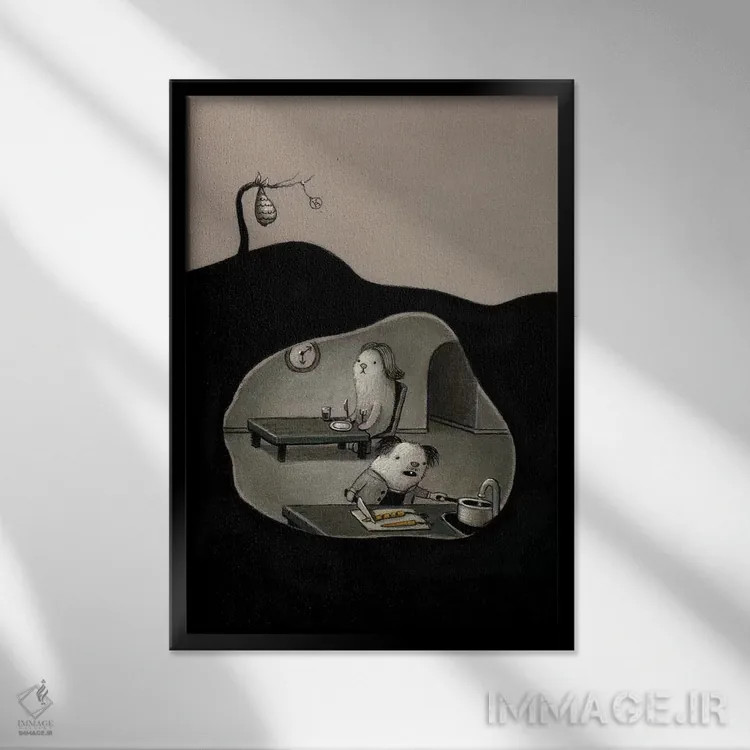 تابلو دکوراتیو نزدیک به شام اثر کریستین آدام - نمای قابدار مشکی