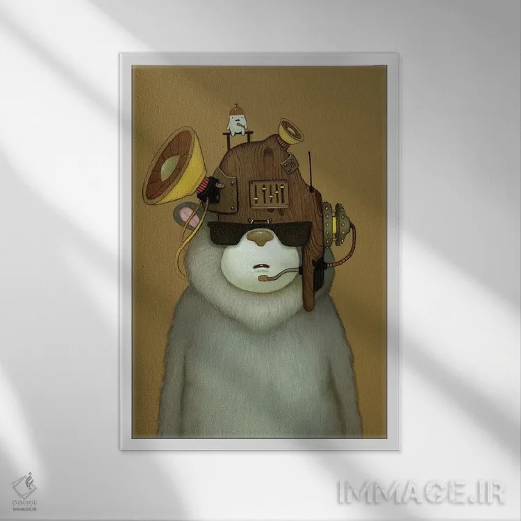 تابلو دکوراتیو کلاه کارائوکه اثر کریستین آدام - نمای قابدار سفید