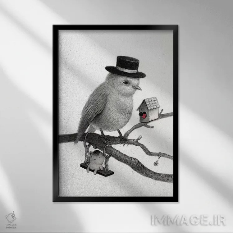 تابلو دکوراتیو جیرو اثر کریستین آدام - نمای قابدار مشکی