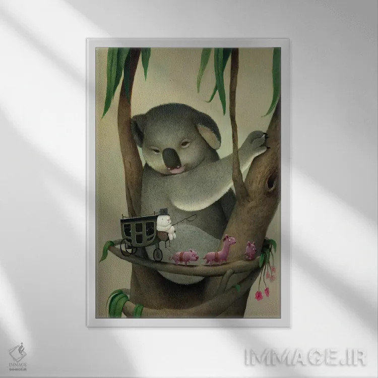 تابلو دکوراتیو کوالا اثر کریستین آدام - نمای قابدار سفید