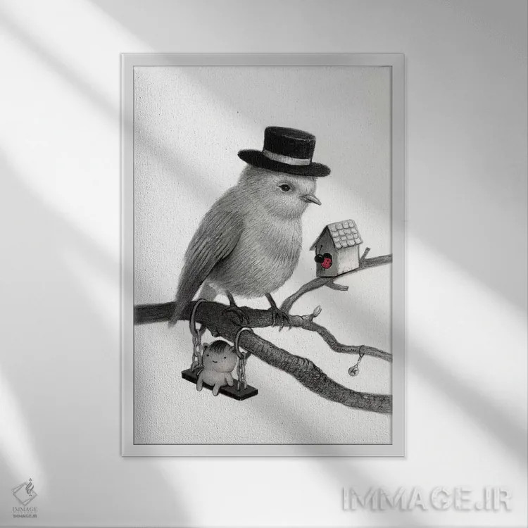 تابلو دکوراتیو جیرو اثر کریستین آدام - نمای قابدار سفید