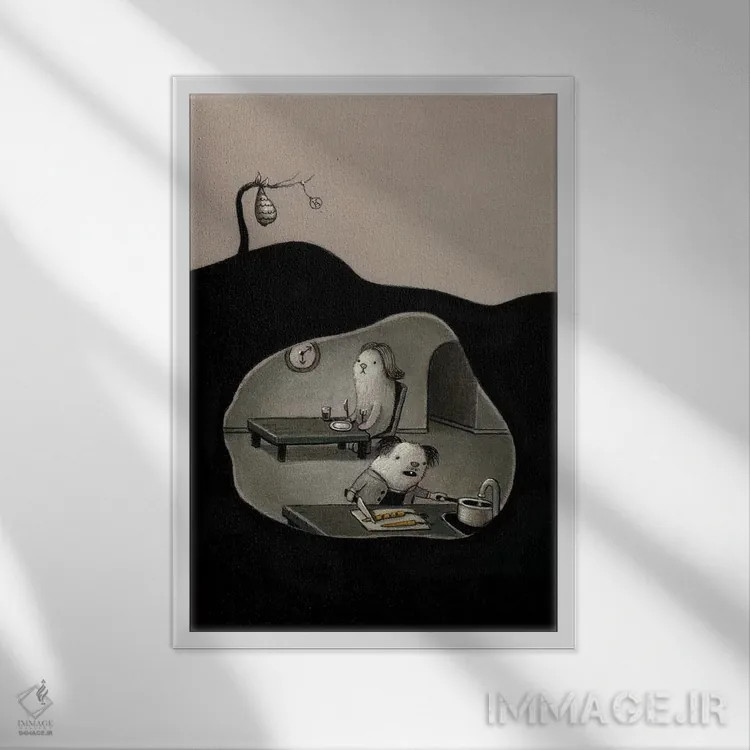 تابلو دکوراتیو نزدیک به شام اثر کریستین آدام - نمای قابدار سفید