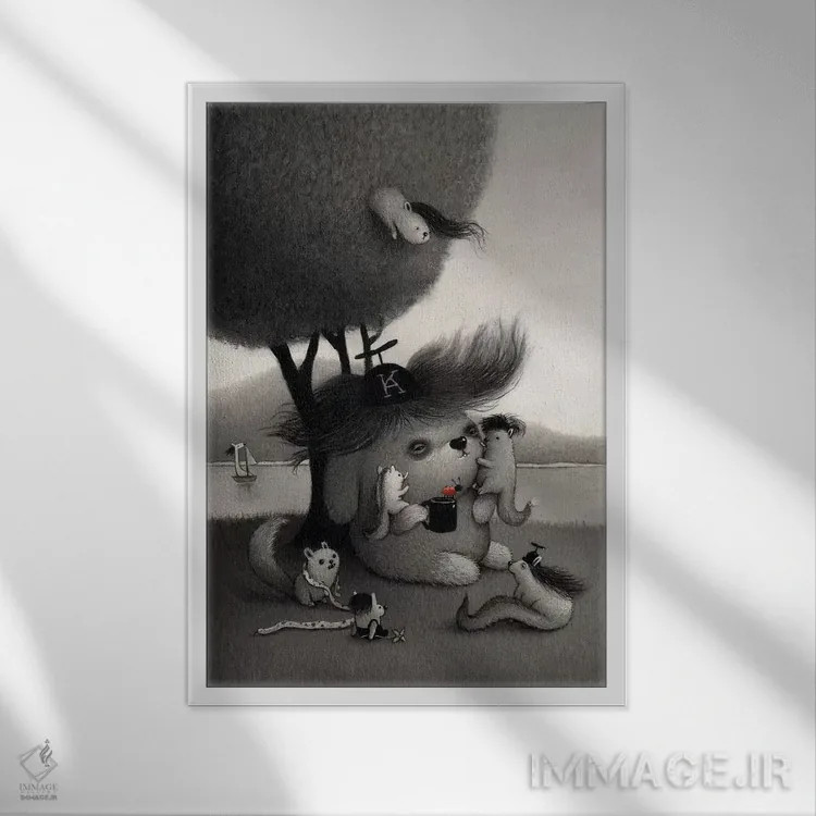 تابلو دکوراتیو کیچیرو اثر کریستین آدام - نمای قابدار سفید