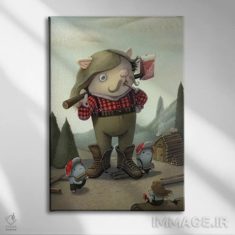 تابلو دکوراتیو هیزم شکن اثر کریستین آدام - نمای روبهرو روی دیوار