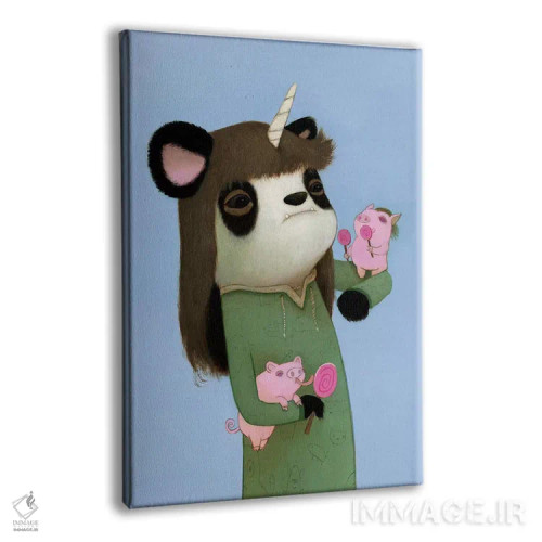 تابلو دکوراتیو خوک های لیس زننده اثر کریستین آدام - نمای پرسپکتیو محصول