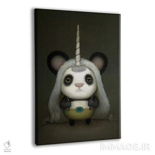 تابلو دکوراتیو پاندای شاخدار کوچک اثر کریستین آدام - نمای پرسپکتیو محصول