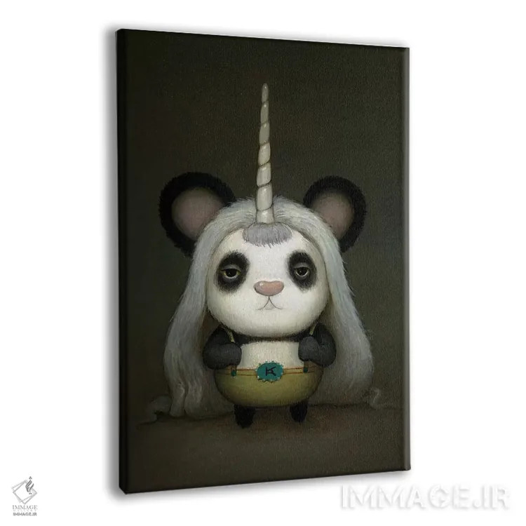 تابلو دکوراتیو پاندای شاخدار کوچک اثر کریستین آدام - نمای پرسپکتیو محصول
