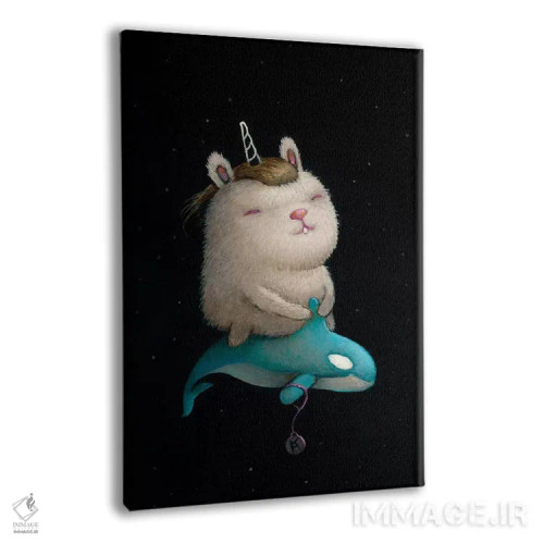 تابلو دکوراتیو نهنگ فضایی اثر کریستین آدام - نمای پرسپکتیو محصول