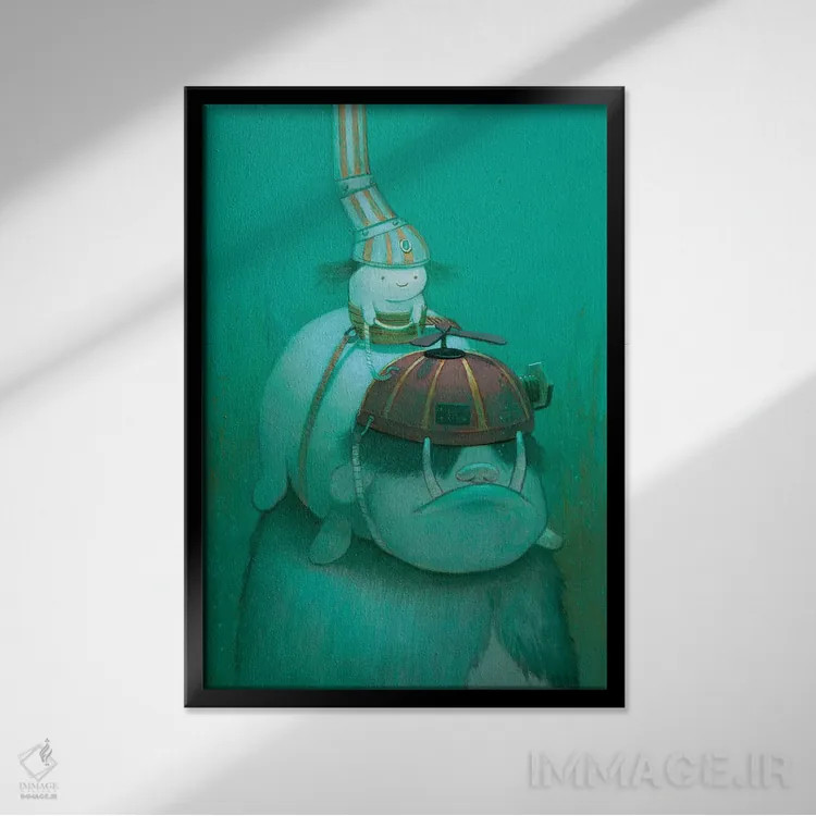 تابلو دکوراتیو در جستجوی جلبک دریایی اثر کریستین آدام - نمای قابدار مشکی