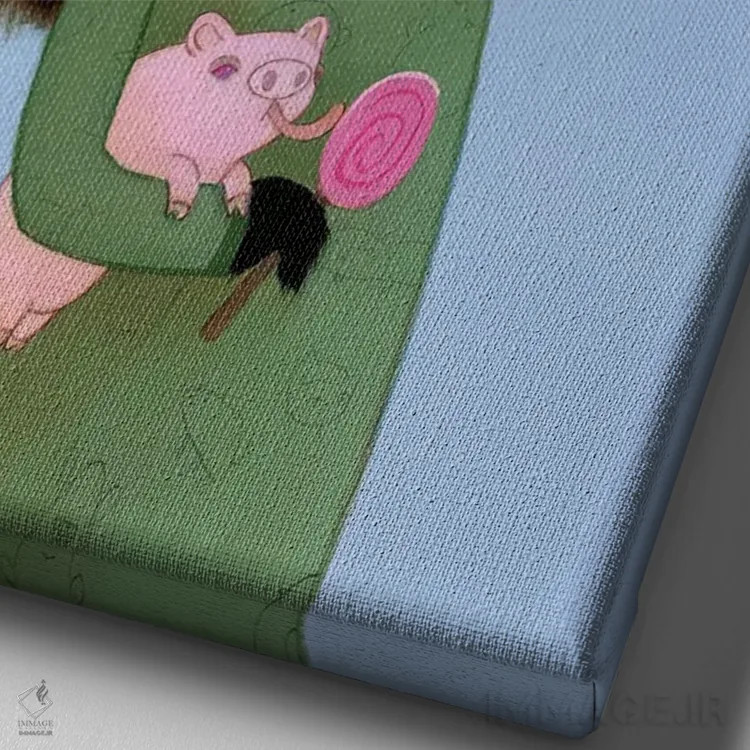 تابلو دکوراتیو خوک های لیس زننده اثر کریستین آدام - نمای نزدیک بافت بوم