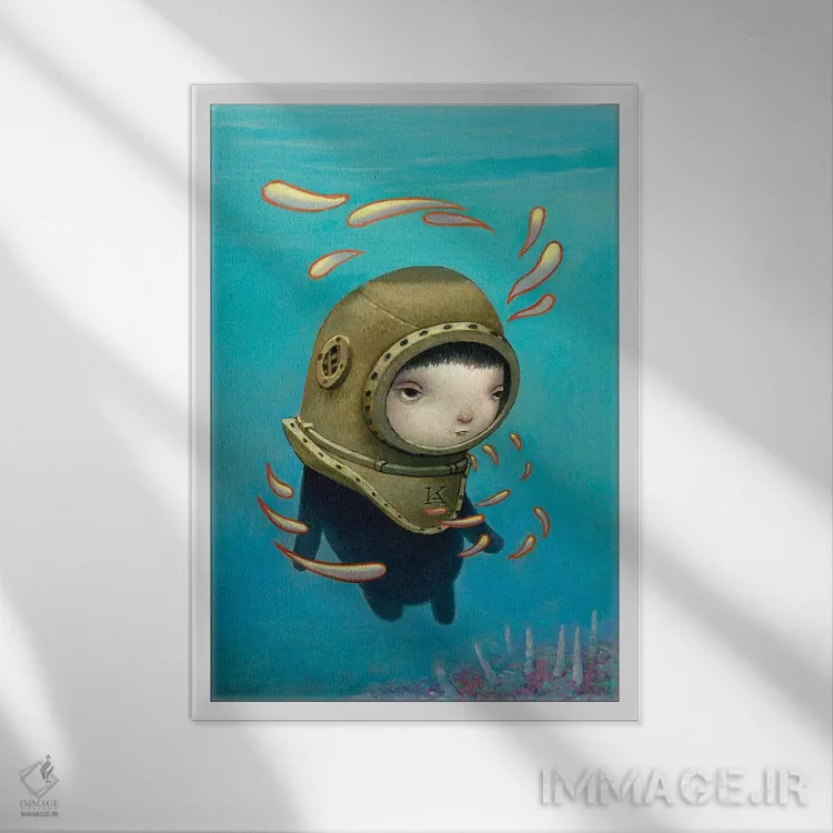 تابلو دکوراتیو کوی اثر کریستین آدام - نمای قابدار سفید