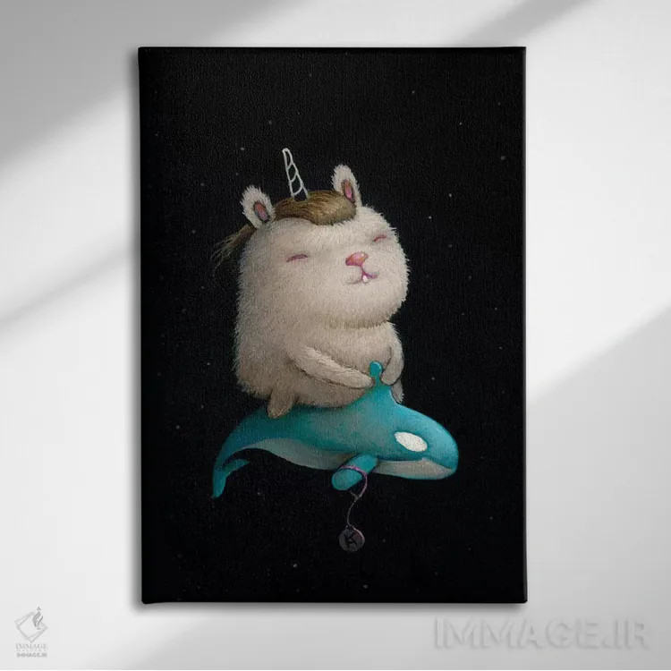 تابلو دکوراتیو نهنگ فضایی اثر کریستین آدام - نمای روبهرو روی دیوار